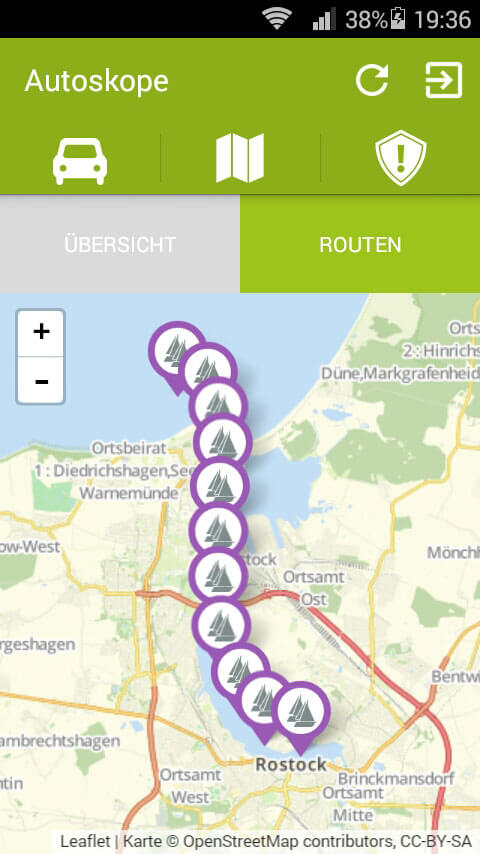 Bootskope GPS-Ortung - App-Ansicht